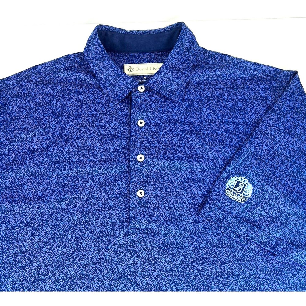Donald Ross Mens XL Performance Golf Polo Shirt Blue Paisley Belmont CC